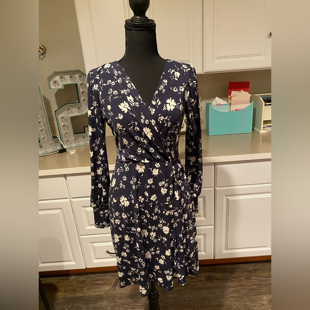 STITCHFIX KAILEIGH blue and red wrap dress